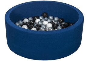 Ballenbak voor kinderen - 150 ballen - navy/zwart/wit/zilver - 90 cm