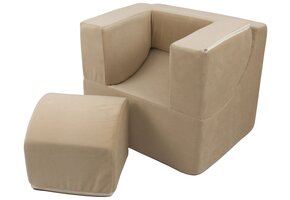 Kinderbankje - cappuccino kleur - uitklapbaar - wasbare hoes