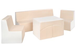 Kindermeubelset - 4-delig - eco-leer - wit/cappuccino