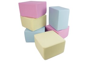 Schuimblokken - 6 stuks - pastelkleuren - 40x40x25 cm