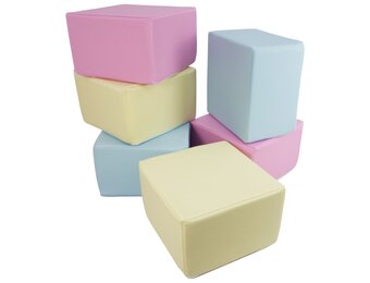 Schuimblokken - 6 stuks - pastelkleuren - 40x40x25 cm