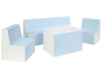 Kindermeubelset - 4-delig - eco-leer - wit/blauw