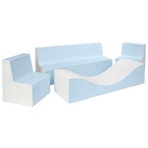 Kindermeubelset - 4-delig - eco-leer - wit/blauw