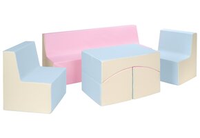 Kindermeubelset - 4-delig - eco-leer - pasteltinten