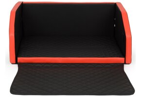 Hondenmand auto - 100x70cm - zwart/rood - met veiligheidsgordel