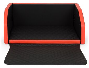Hondenmand auto - 100x70cm - zwart/rood - met veiligheidsgordel