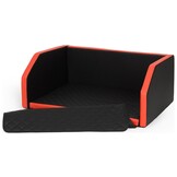 Hondenmand auto - 100x70cm - zwart/rood - met veiligheidsgordel