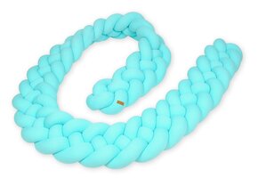 Bedbumper - turquoise - 3.5mx25cm - wasbaar