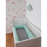 Bedbumper - 3.5mx25cm - mint - wasbaar