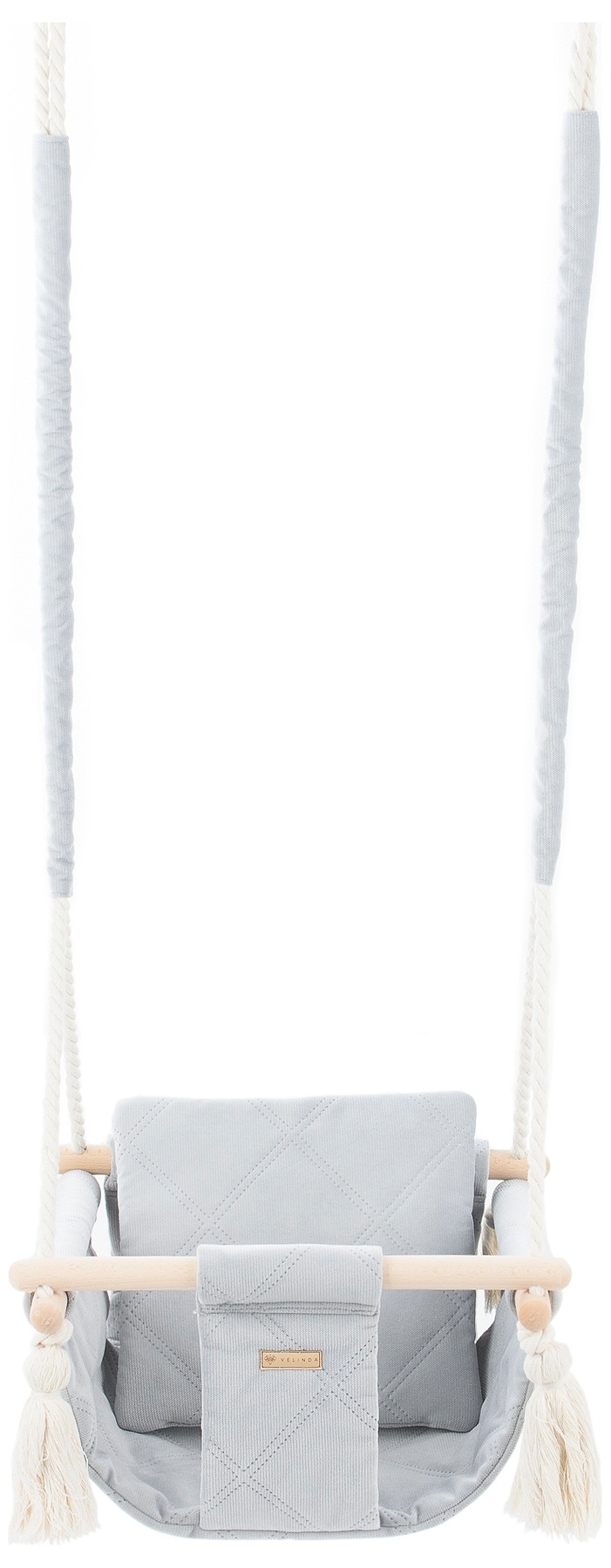 Schommelstoel baby - zilver - houten frame - tot 20 kg