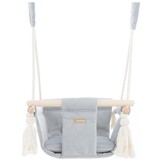 Schommelstoel baby - zilver - houten frame - tot 20 kg