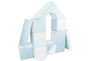 Schuimblokken - 11 stuks - wit en pastelblauw - T-21 bekleding