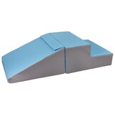 Foam blokken met glijbaan - wit/babyblauw/grijs - T-21 bekledingsschuim - 25 cm hoog