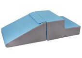 Foam blokken met glijbaan - wit/babyblauw/grijs - T-21 bekledingsschuim - 25 cm hoog