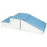 Foam blokken met glijbaan - wit/babyblauw/grijs - T-21 bekledingsschuim - 25 cm hoog