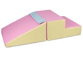 Foam blokken met glijbaan - 2 stuks - pastelkleuren - 25 cm hoog