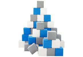 Schuimblokken - 45 stuks - wit/blauw/grijs - veilig en zacht
