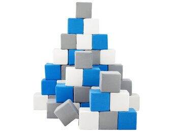 Schuimblokken - 45 stuks - wit/blauw/grijs - veilig en zacht