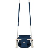 Schommelstoel baby - navy - hout en velours - tot 20 kg