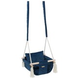 Schommelstoel baby - navy - hout en velours - tot 20 kg