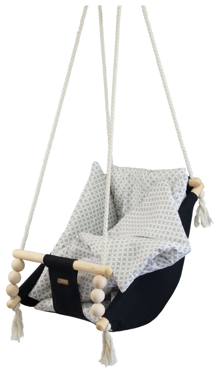 Schommelstoel baby - Scandinavische stijl - hout en katoen - verstelbare rugleuning