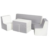 Kindermeubelset - 4-delig - eco-leder - wit/grijs
