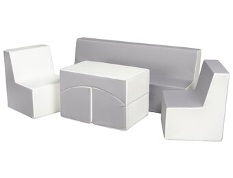 Kindermeubelset - 4-delig - eco-leder - wit/grijs