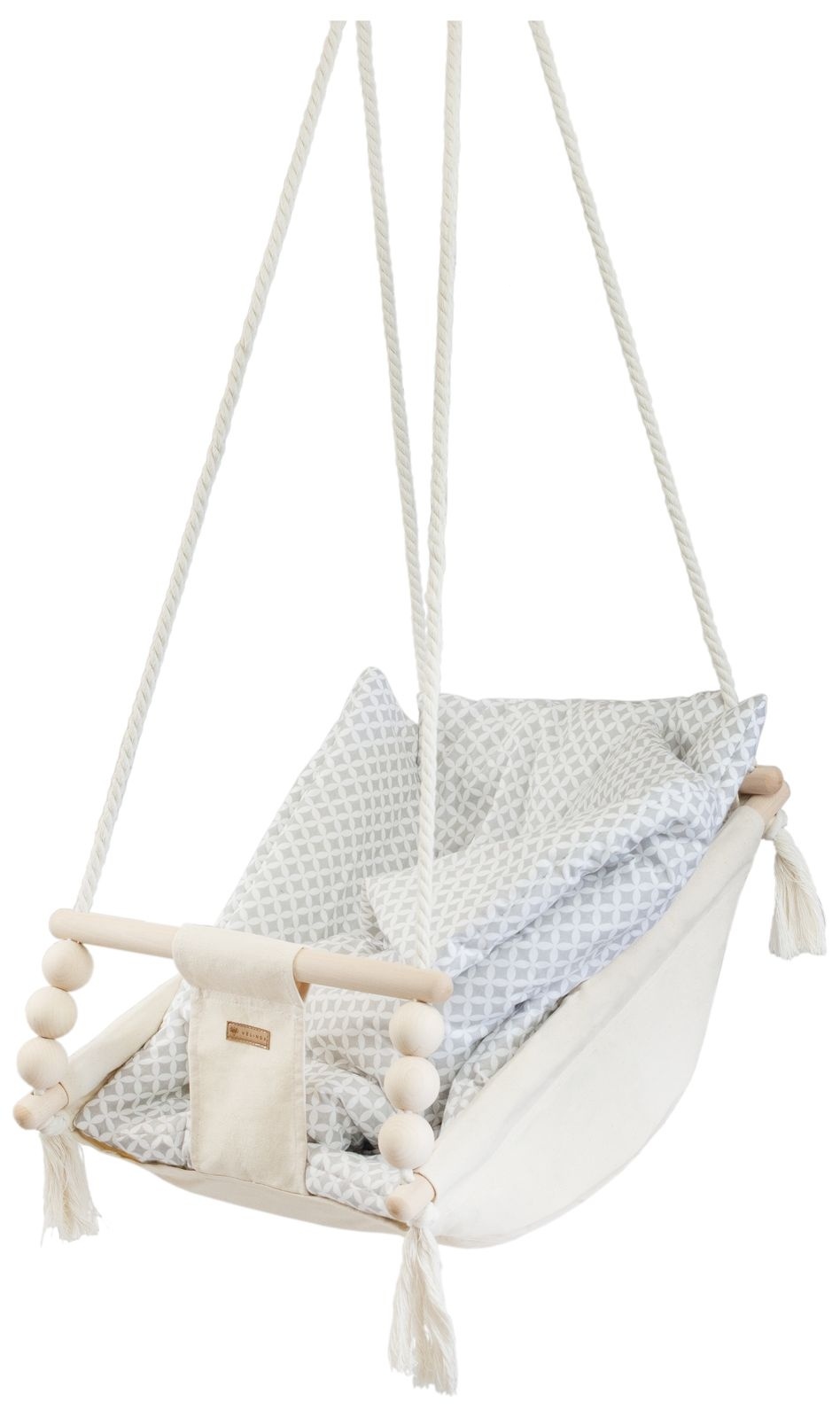 Schommelstoel baby - hout en katoen - verstelbare rugleuning - inclusief quilt