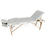 Massagetafel - inklapbaar - 3 secties - 185x70cm - hout - wit