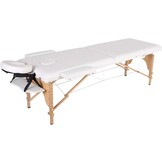 Massagetafel - inklapbaar - 2 secties - 185x70cm - hout - wit