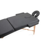 Massagetafel - inklapbaar - 3 secties - 185x70cm - hout - zwart