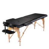 Massagetafel - inklapbaar - 2 secties - 185x70cm - hout - zwart