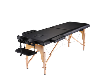 Massagetafel - inklapbaar - 2 secties - 185x70cm - hout - zwart