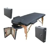 Massagetafel - inklapbaar - 2 secties - 185x70cm - hout - zwart