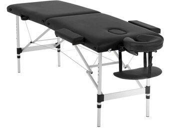 Massagetafel - inklapbaar - 2 secties - aluminium - zwart