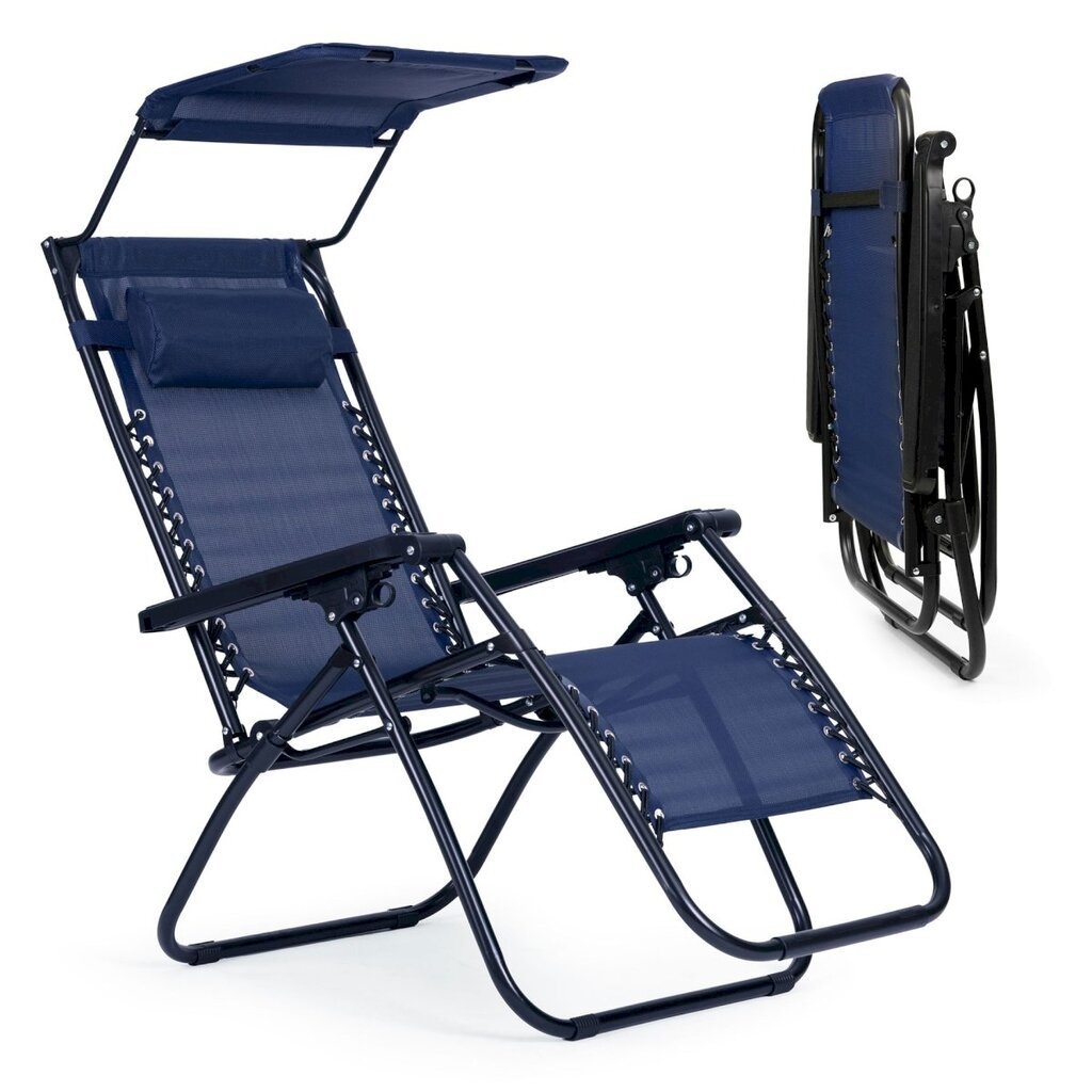 Ligstoel Zero Gravity met zonnedak – Blauw