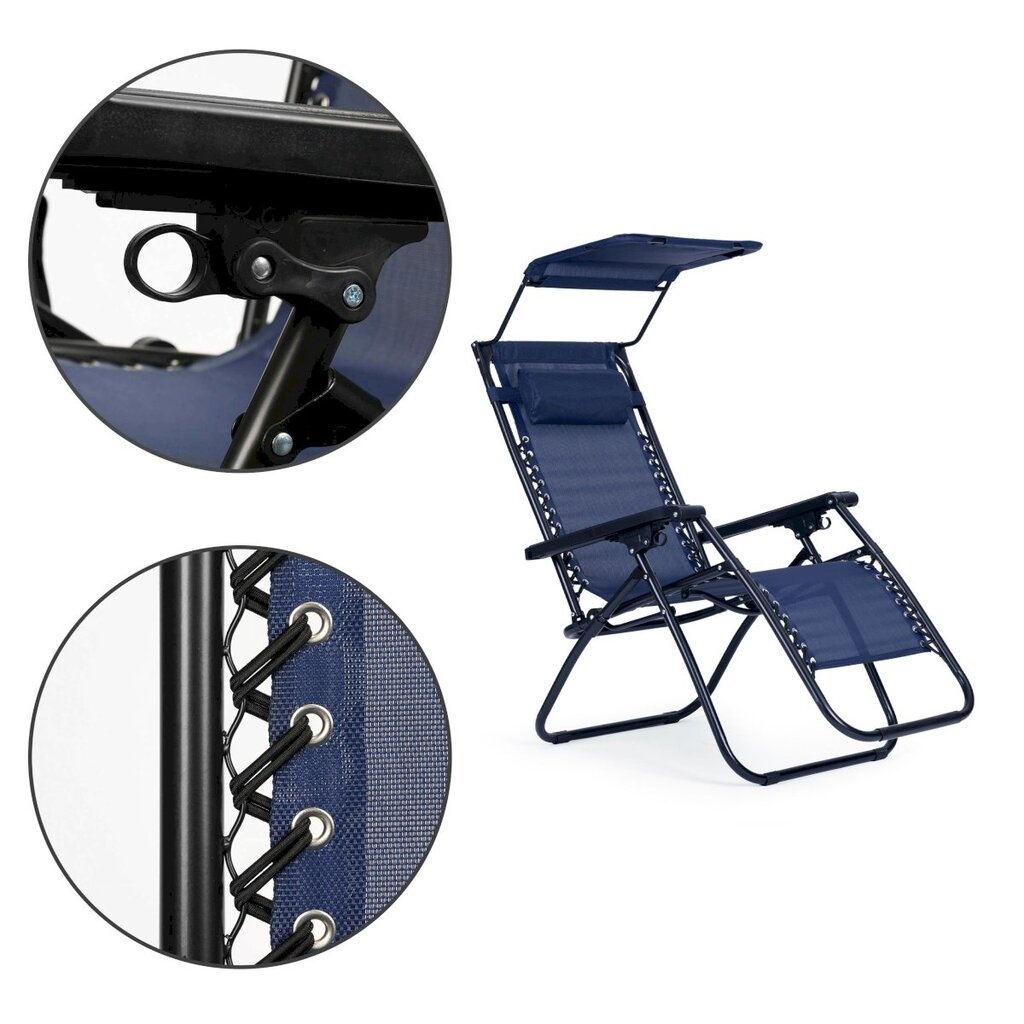 Ligstoel Zero Gravity met zonnedak – Blauw