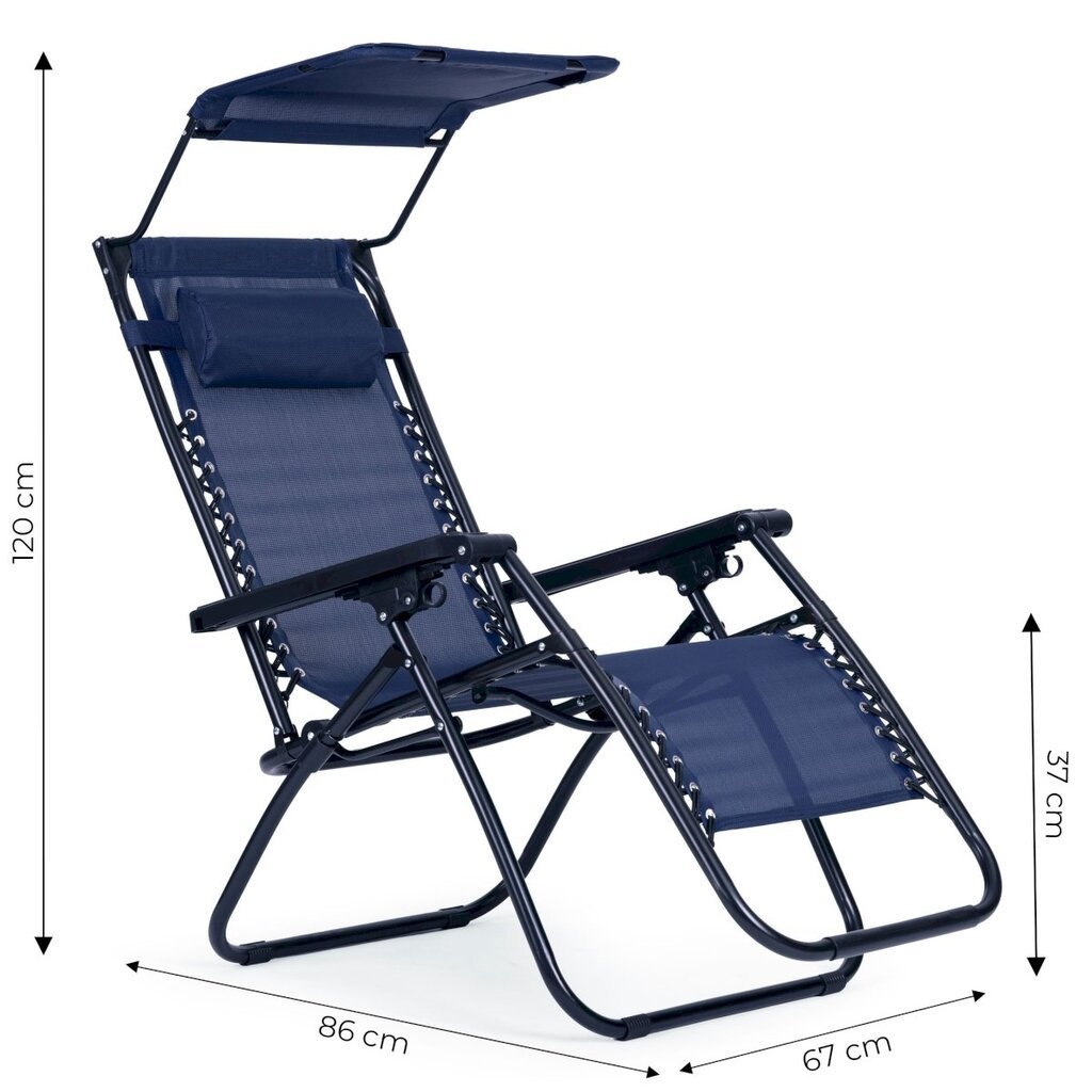 Ligstoel Zero Gravity met zonnedak – Blauw
