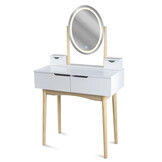 Make up tafel met spiegel - licht en krukje - 80x40x142cm - wit