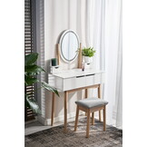 Make up tafel met spiegel - licht en krukje - 80x40x142cm - wit