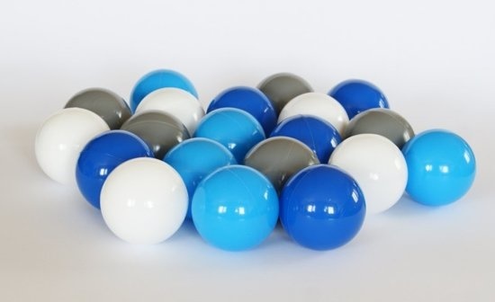 Ballenbak ballen 1000 stuks 7cm, wit, lichtblauw, grijs, blauw