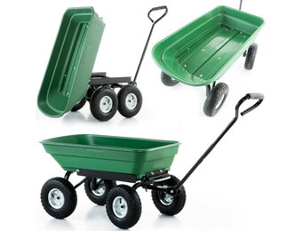 Tuinkar - kruiwagen - tot 350 kg - met kiepfunctie - groen