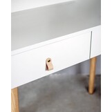 Make up tafel - kaptafel met spiegel - 80x40x122 cm - wit beige