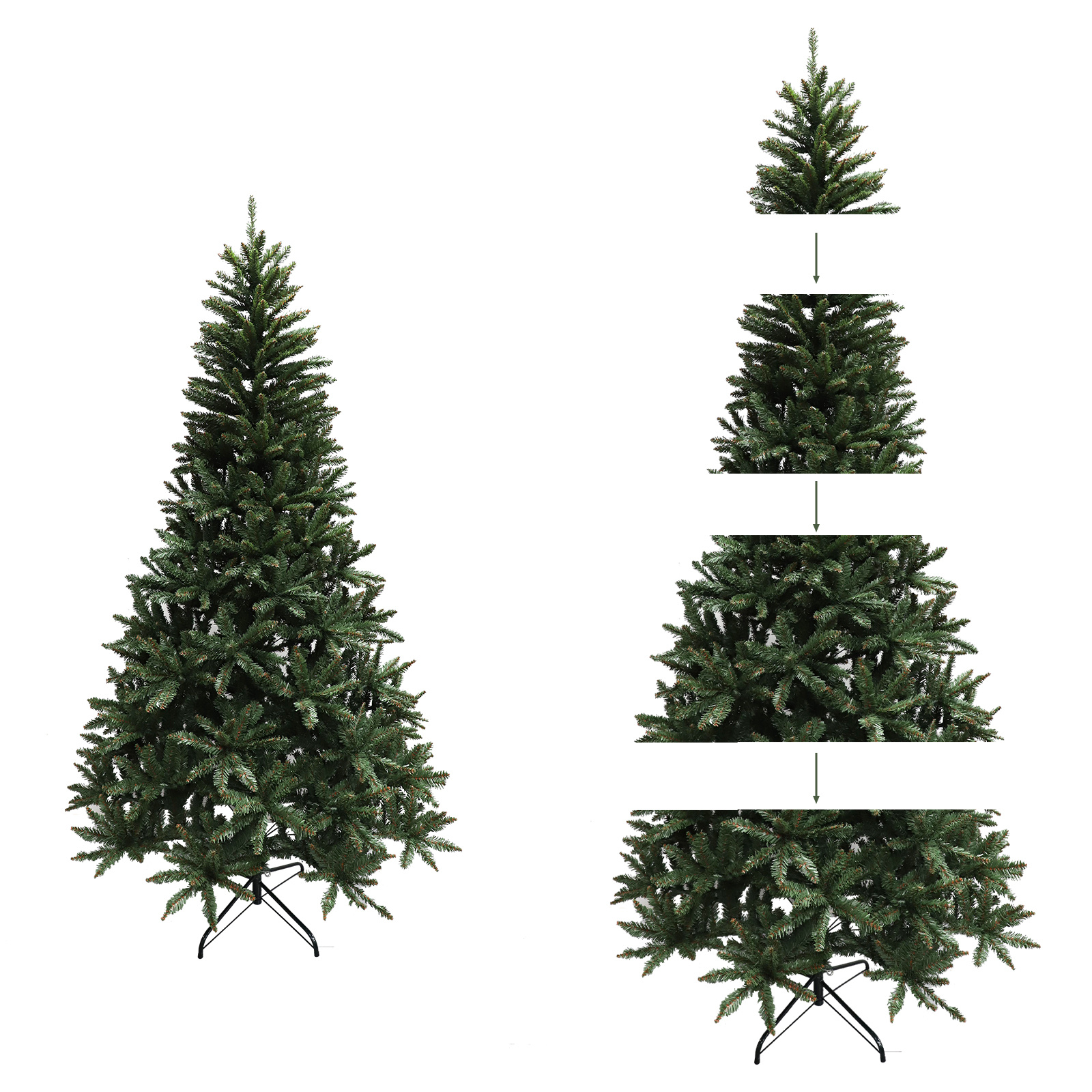 Kunstkerstboom - 220 cm - spar groen- stalen poot