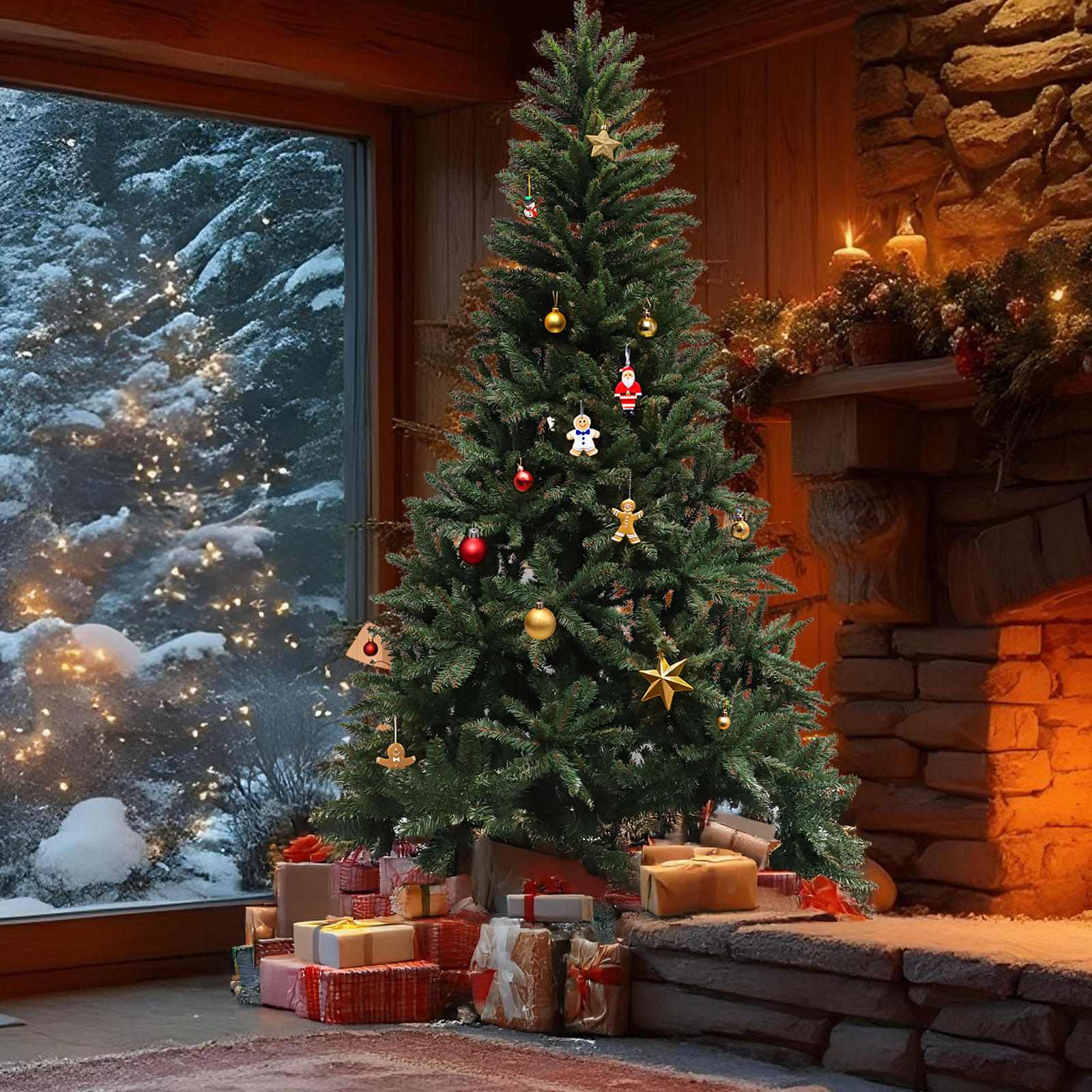Kunstkerstboom - 220 cm - spar groen- stalen poot