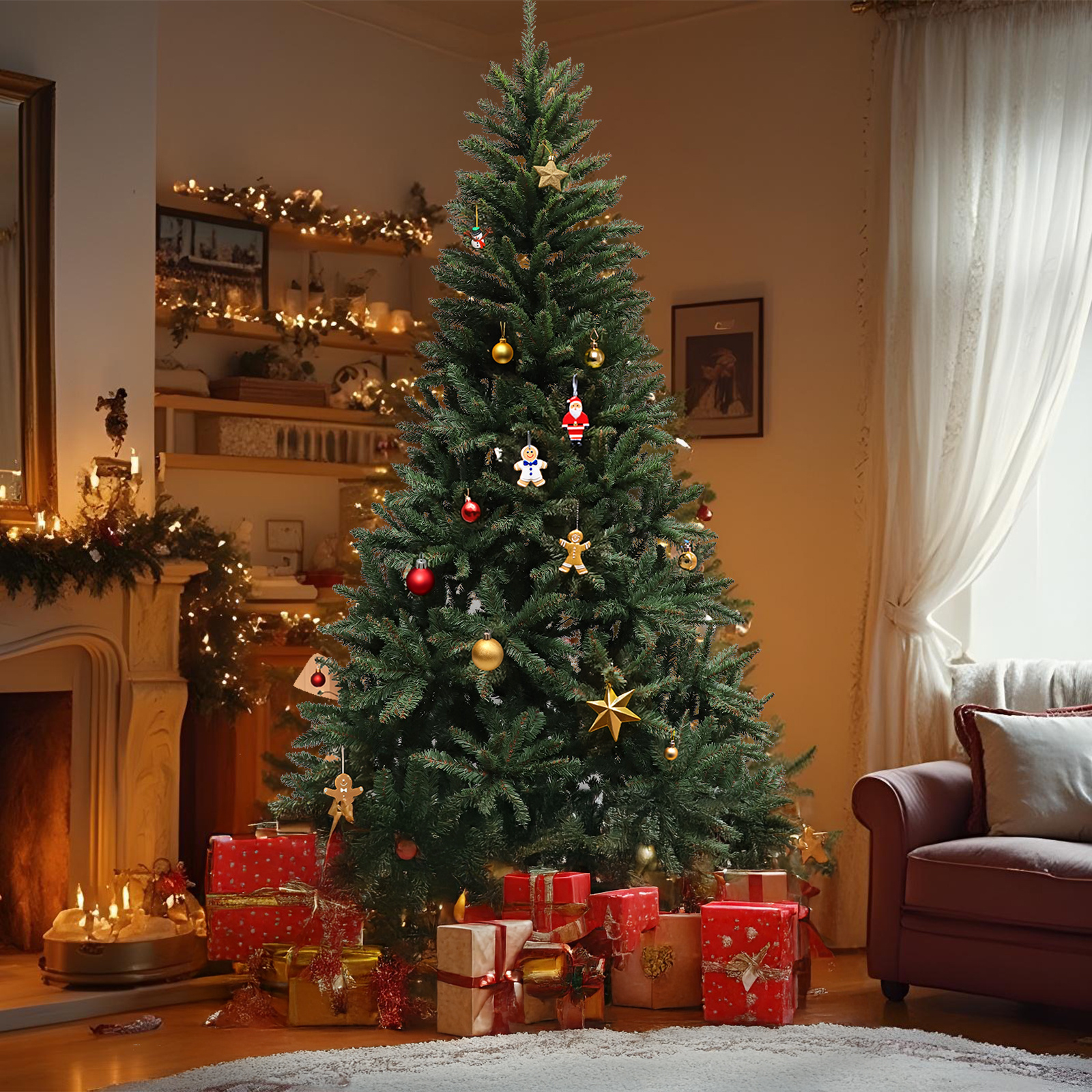 Kunstkerstboom - 220 cm - spar groen- stalen poot
