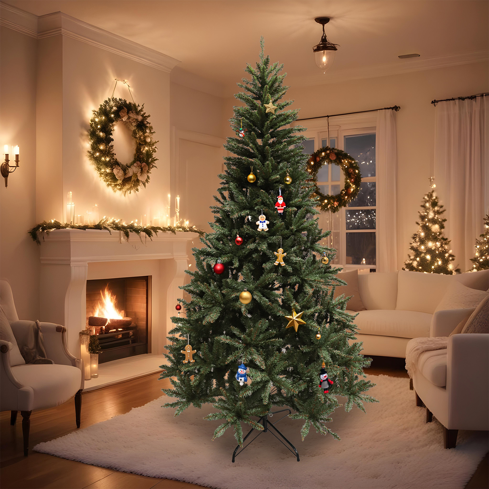 Kunstkerstboom - 150 cm - spar groen - stalen voet