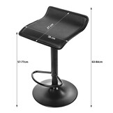 Barkruk - 2 stuks - zwart eco-leer - 360 graden draaibaar - hoogteverstelling 63-84 cm