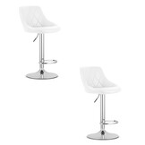 Barkruk met rugleuning - 2 stuks - wit - verstelbare hoogte - chromen accenten