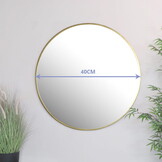 Ronde gouden spiegel - 50 cm diameter - poedergecoat metaal - inclusief ophangset